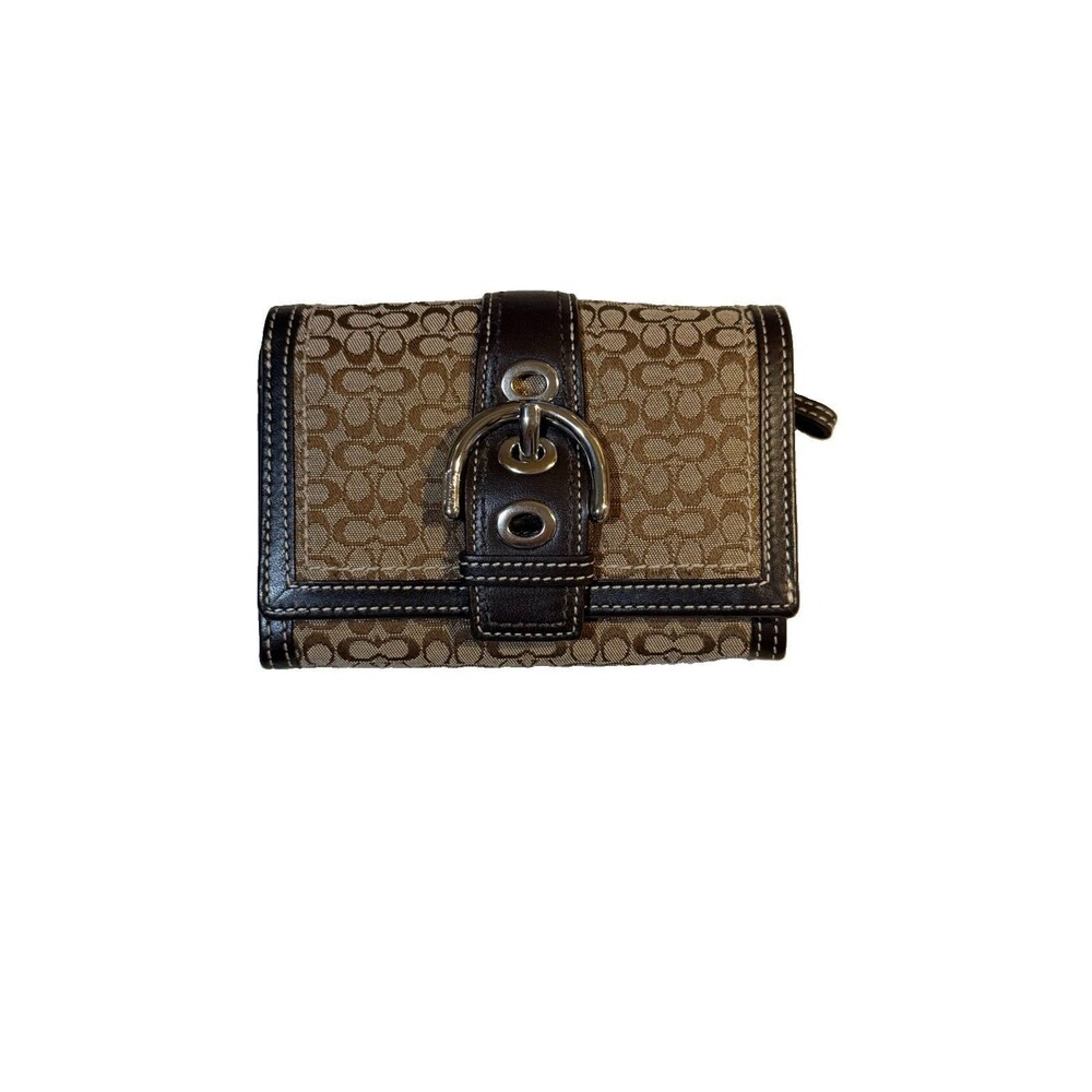 Vintage Coach Soho signature brown monogram buckle wallet
